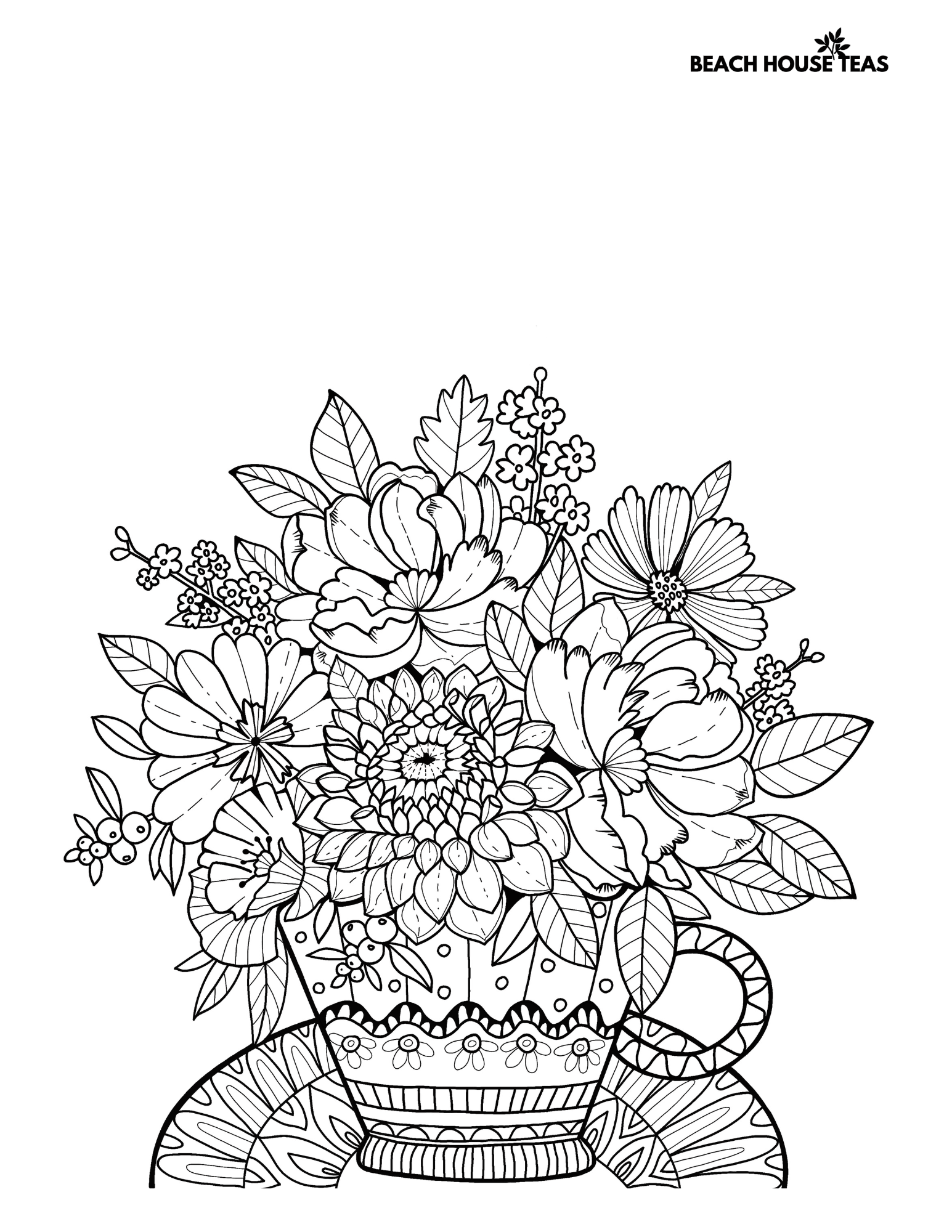 Tea Cups" Coloring Book Download - Beach House Teas