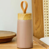 Reusable Stainless Steel Tumbler with Wooden Lid